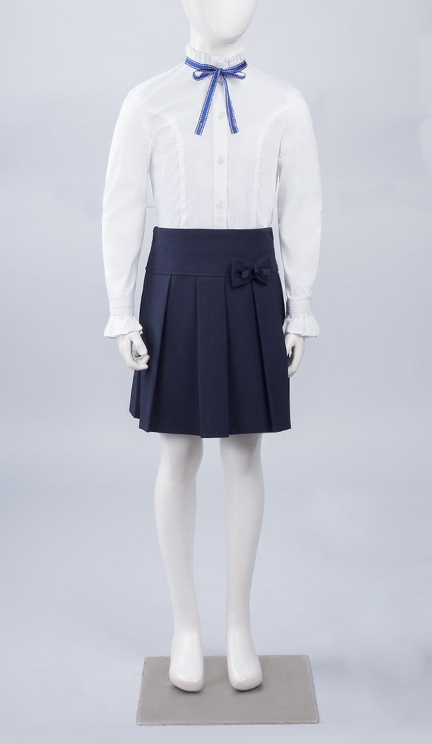 Фото belaa-bluzka-dla-devocki-s-otdelkoj-na-manzetah-11 товару Біла блузка для дівчинки з оздобленням на манжетах