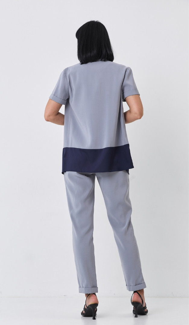 Фото bluza-rubaska-na-pugovicah-seraa-4 товара Блуза-рубашка на пуговицах серая0