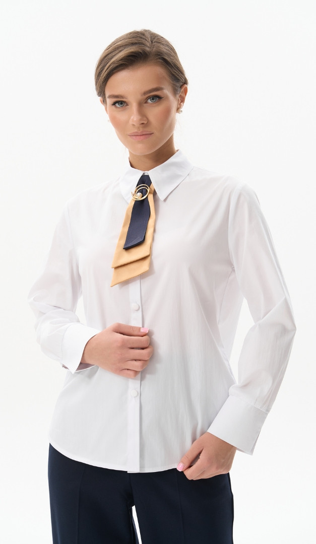 Фото bluzka-bazovaa-na-pugovicah-belaa-05 товара Блузка базовая на пуговицах белая0