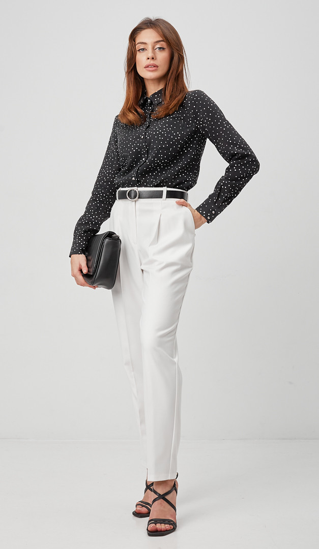 Фото bluzka-cernaa-v-goroh-01 товару Блузка чорна в горох