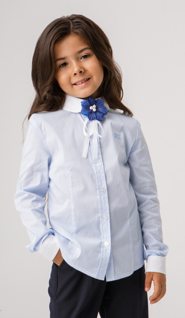 Фото bluzka-golubaa-v-polosku-dla-devocki-03 товару Блузка блакитна в полоску для дівчинки