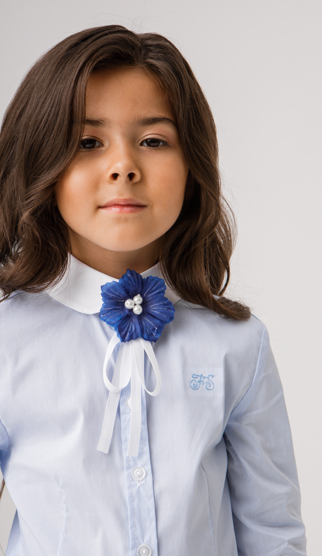 Фото bluzka-golubaa-v-polosku-dla-devocki-05 товару Блузка блакитна в полоску для дівчинки0