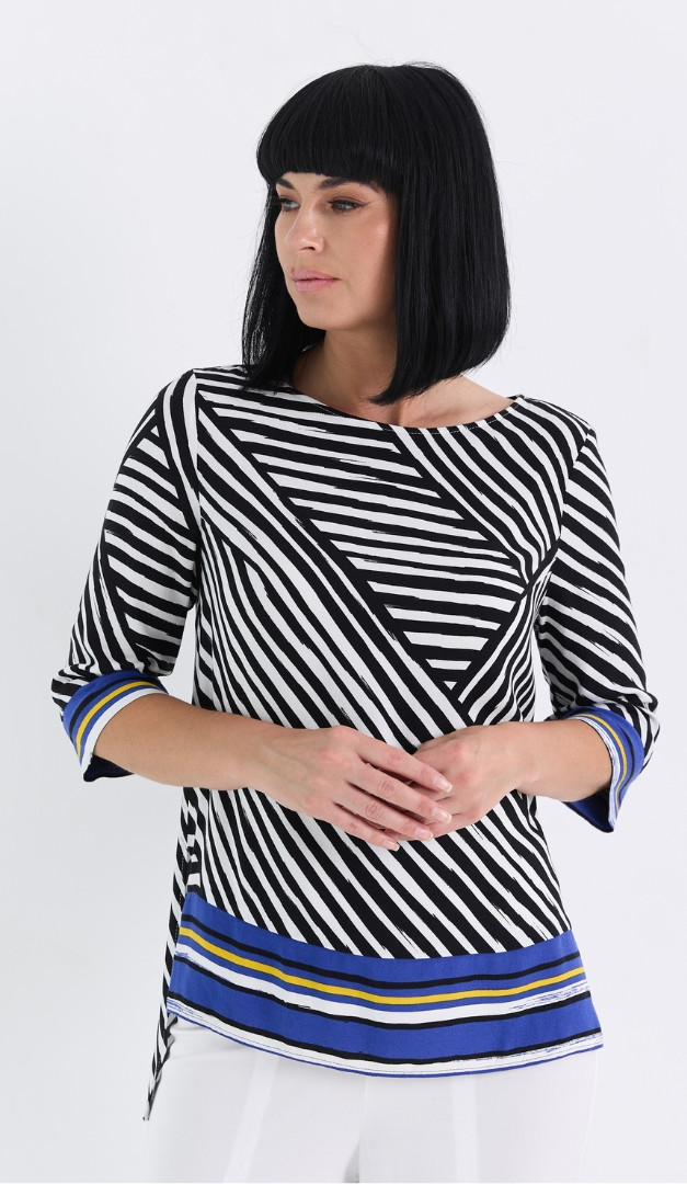 Фото bluzka-pramaa-cerno-belyj-print-5 товара Блузка прямая чёрно-белый принт0