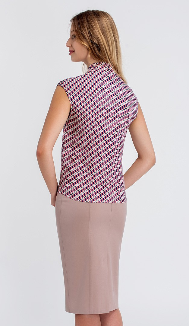 Фото bluzka-s-bantom-rozovo---sinaa-02 товара Блузка с бантом розово - синяя0