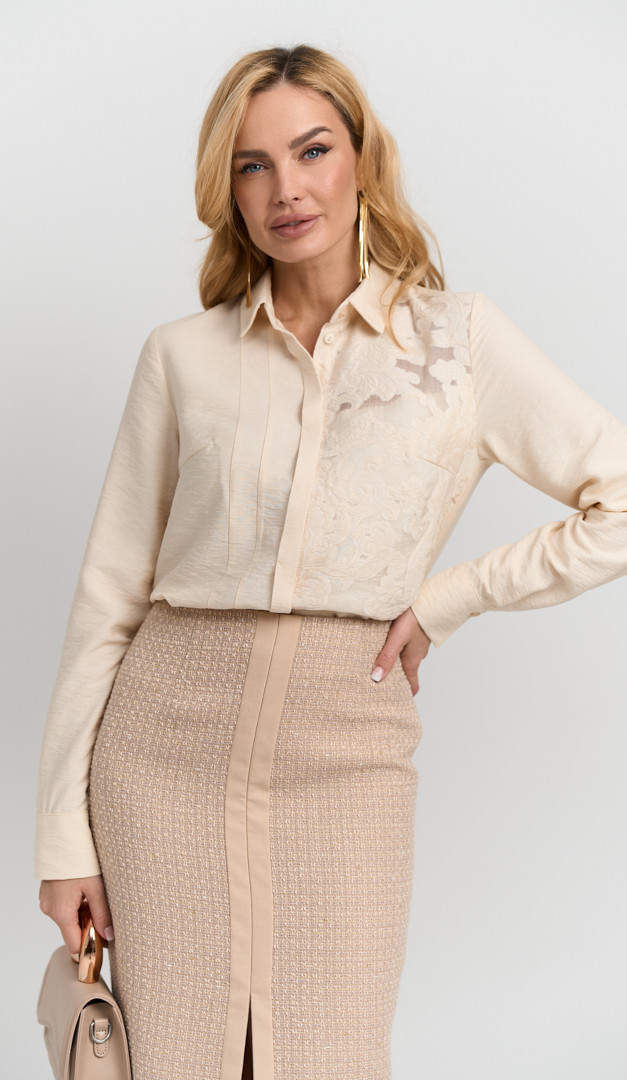 Фото bluzka-s-kruzevom-slivocnaa-02 товара Блузка с кружевом сливочная0