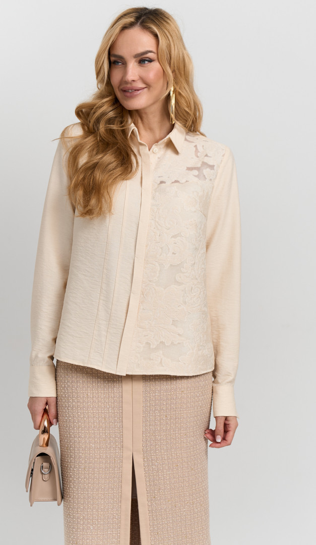 Фото bluzka-s-kruzevom-slivocnaa-05 товара Блузка с кружевом сливочная0