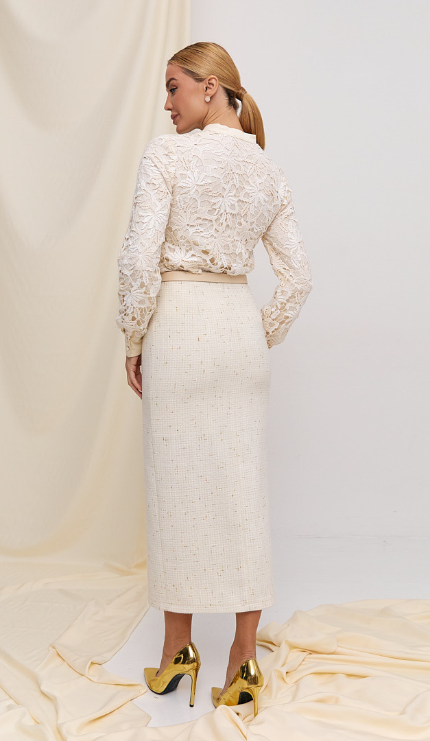 Фото bluzka-zenskaa-s-kruzevom-slivocnaa-6 товару Блузка жіноча з мереживом вершкова0