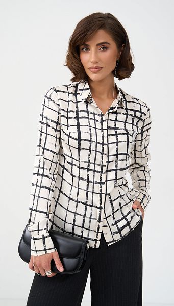 Фото bluzka-zenskaa-v-kletku-molocnaa-01 товару Блузка жіноча в клітинку молочна Фото bluzka-zenskaa-v-kletku-molocnaa-01 товару Блузка жіноча в клітинку молочна