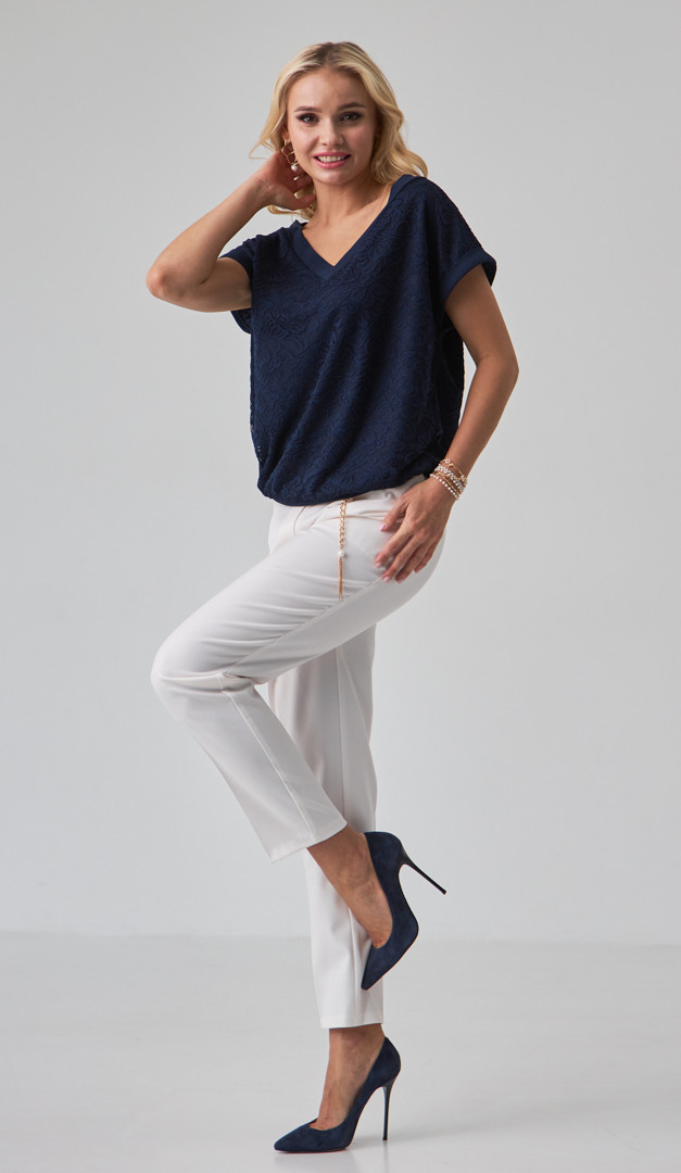 Фото bluzon-azurnyj-sinij-01 товару Блузон ажурний синій