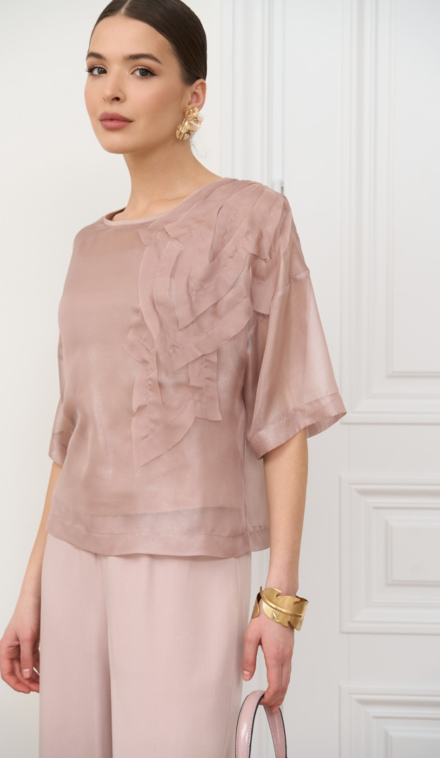 Фото bluzon-prozracnyj-s-topom-pudroyj-01 товару Блузон прозорий з топом пудровий