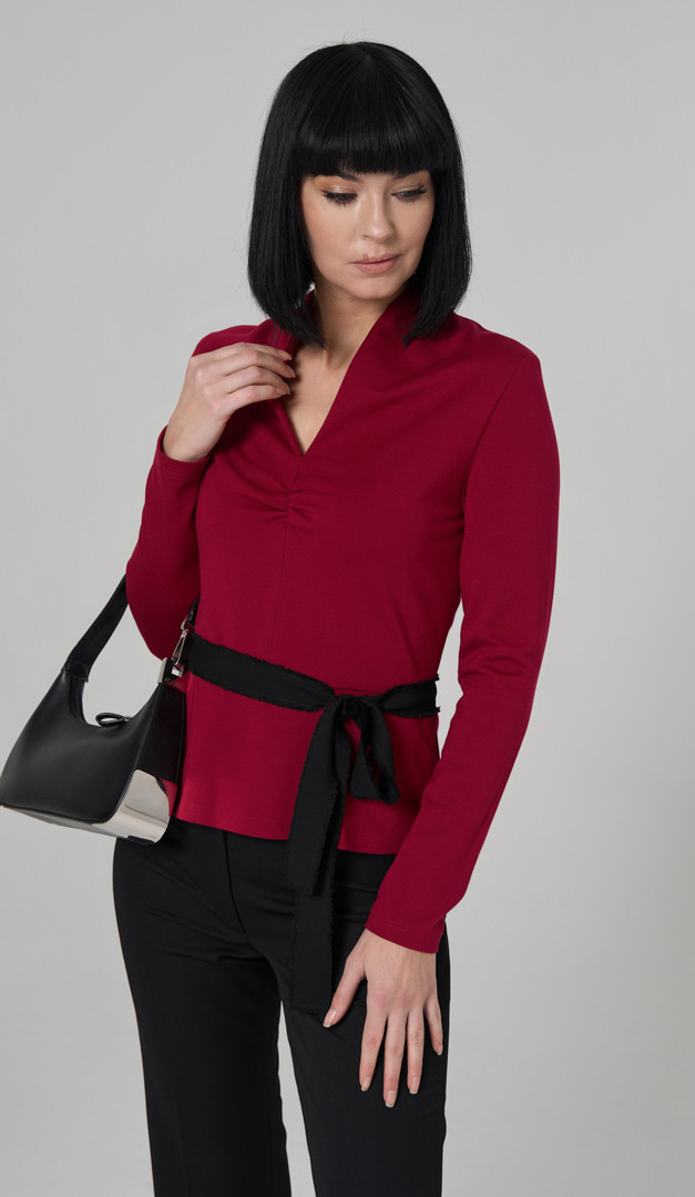 Фото bluzon-s-poasom-bordo-03 товара Блузон с поясом бордо0