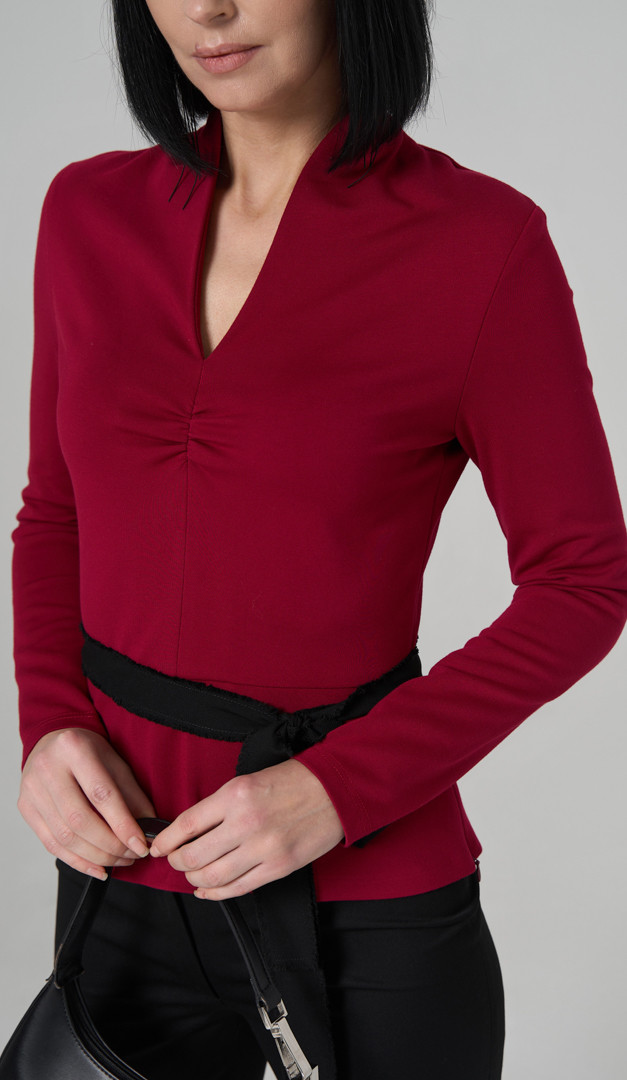 Фото bluzon-s-poasom-bordo-04 товара Блузон с поясом бордо0