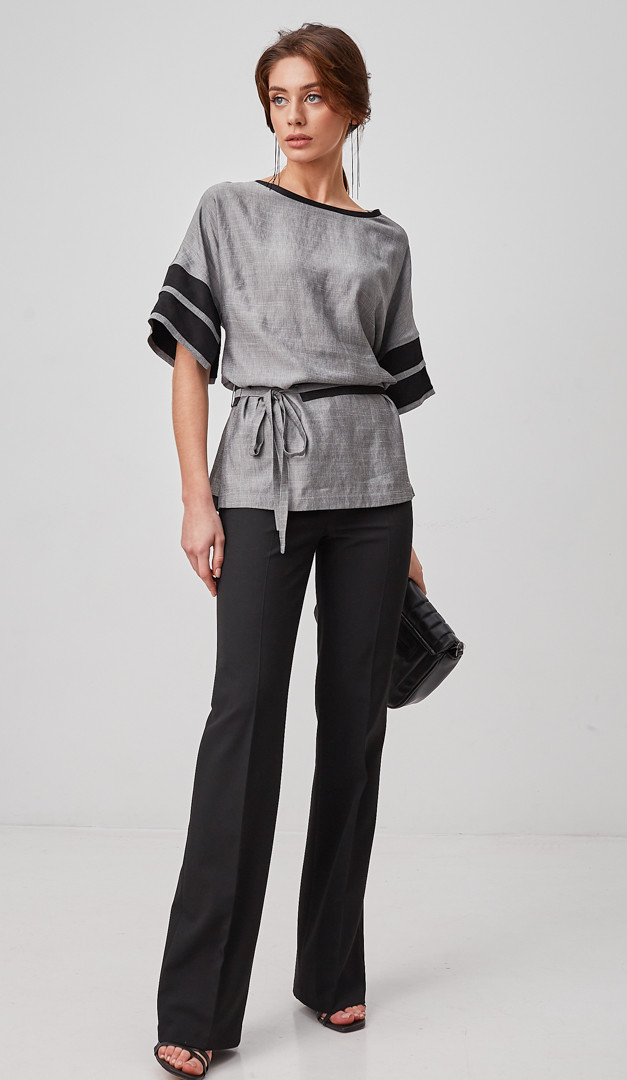 Фото bluzon-s-poasom-seryj-03 товару Блузон з поясом сірий