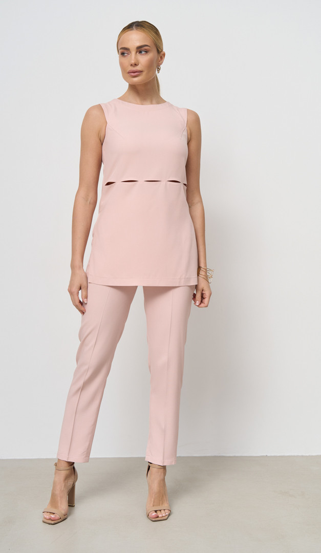 Фото bluzon-s-razrezami-rozovyj-1 товару Блузон з розрізами рожевий