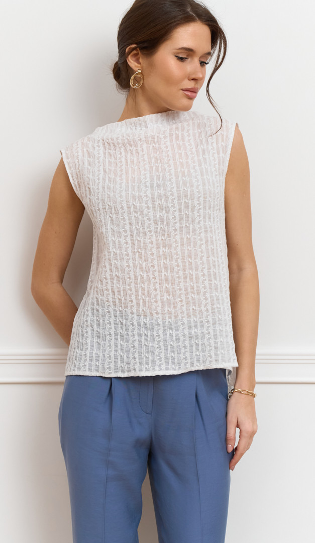 Фото bluzon-zenskij-azurnyj-belyj-04 товара Блузон женский ажурный белый0