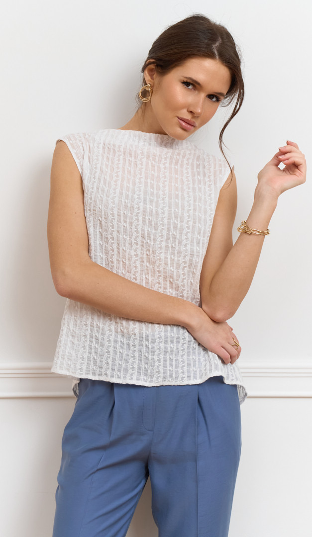 Фото bluzon-zenskij-azurnyj-belyj-06 товара Блузон женский ажурный белый0