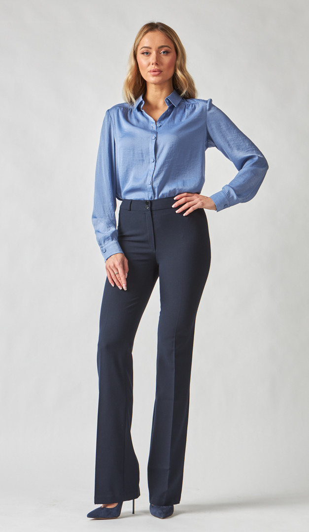 Фото bruki-kles-zenskie-sinie-12 товара Брюки клёш женские синие