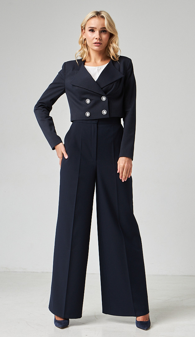 Фото bruki-palacco-sinie-s-karmanami-01 товара Брюки палаццо синие с карманами