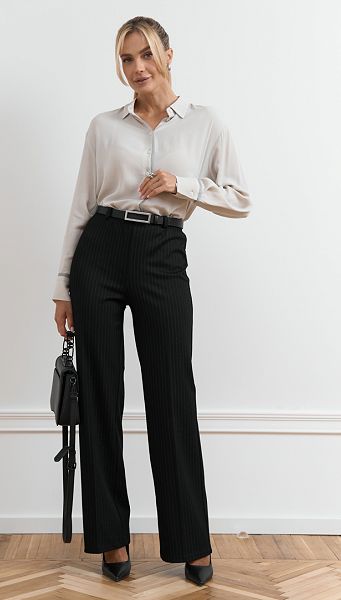 Фото bruki-pramye-v-polosku-cernye-02 товару Штани прямі в смужку чорні Фото bruki-pramye-v-polosku-cernye-02 товару Штани прямі в смужку чорні