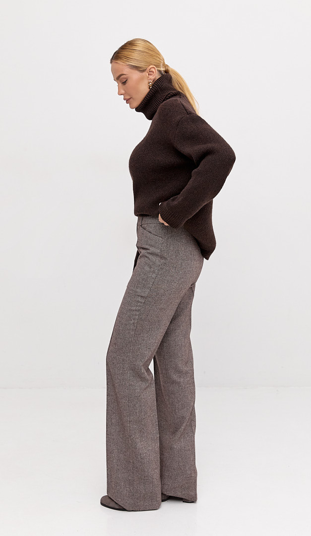 Фото bruki-zenskie-iz-sersti-koricnevyj-melanz-02 товару Штани жіночі з вовни коричневий меланж0