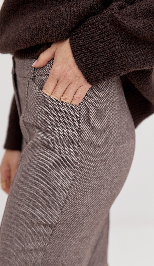 Фото bruki-zenskie-iz-sersti-koricnevyj-melanz-03 товару Штани жіночі з вовни коричневий меланж0