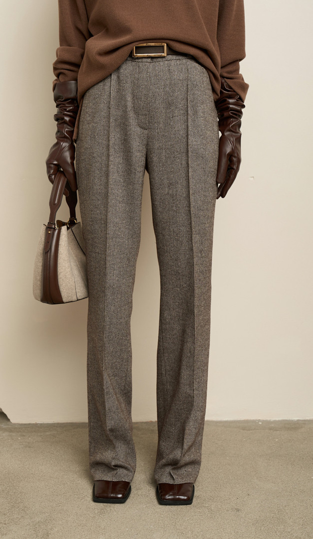 Фото bruki-zenskie-iz-sersti-koricnevyj-melanz-2 товару Штани жіночі з вовни коричневий меланж0