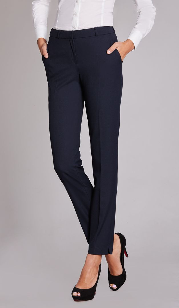 Фото bruki-zenskie-klassiceskie-sinie-s-karmanami-01 товару Брюки жіночі класичні сині з кишенями