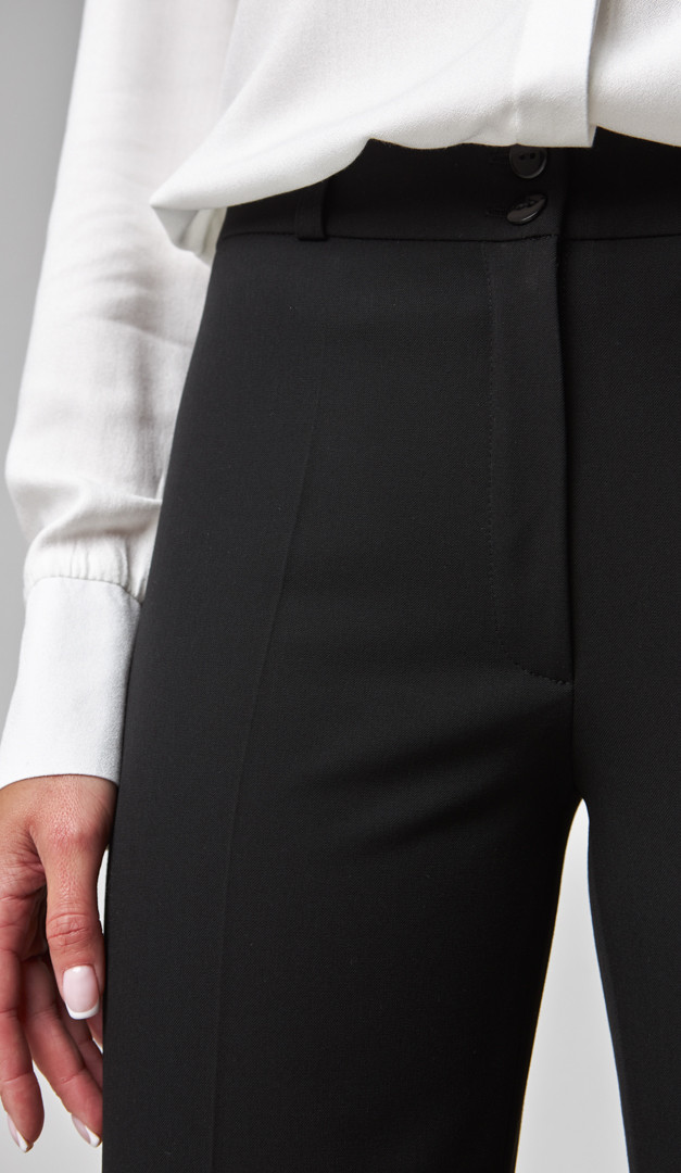 Фото bruki-zenskie-kles-cernye-03 товару Штани жіночі кльош чорні0