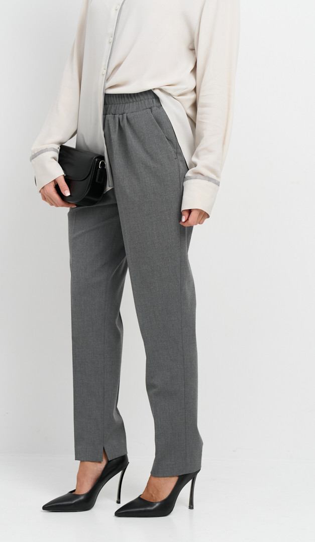 Фото bruki-zenskie-na-rezinke-serye-04 товару Штани жіночі на резинці сірі0