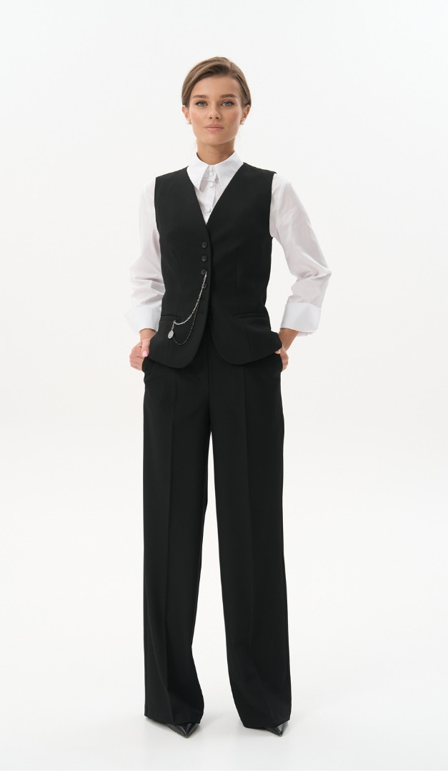 Фото bruki-zenskie-pramye-bazovye-cernye-05 товара Брюки женские прямые базовые черные0