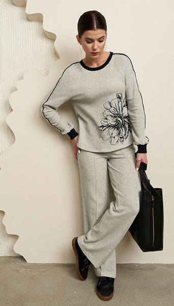 Фото bruki-zenskie-pramye-seryj-melanz-1 товара Брюки женские прямые серый меланж Фото bruki-zenskie-pramye-seryj-melanz-1 товара Брюки женские прямые серый меланж