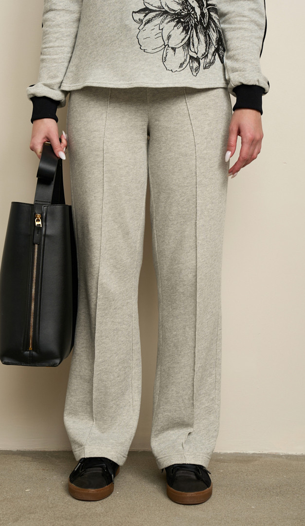 Фото bruki-zenskie-pramye-seryj-melanz-2 товару Штани жіночі прямі сірий меланж0