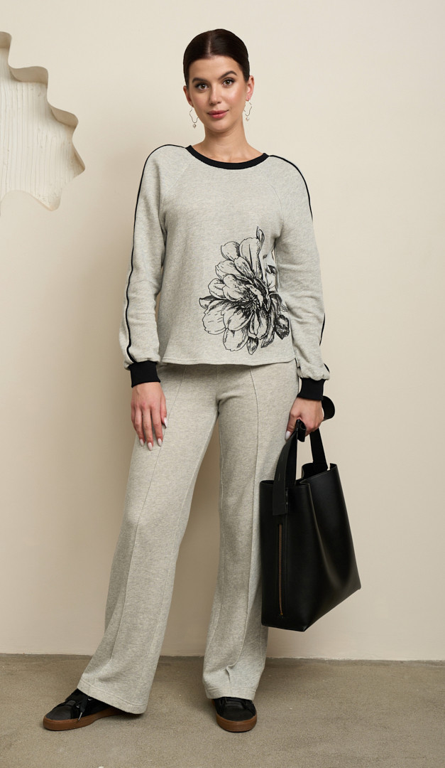 Фото bruki-zenskie-pramye-seryj-melanz-4 товару Штани жіночі прямі сірий меланж0