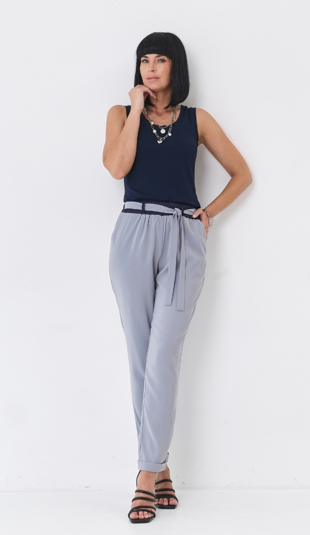 Фото bruki-zenskie-s-manzetami-serye-4 товару Брюки жіночі з манжетами сірі0