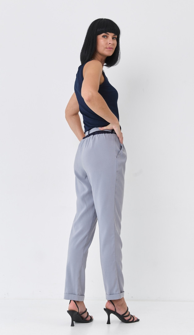 Фото bruki-zenskie-s-manzetami-serye-6 товару Брюки жіночі з манжетами сірі0