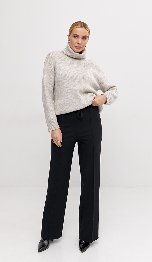 Фото bruki-zenskie-teplye-pramye-cernye-01 товару Штани жіночі теплі прямі чорні