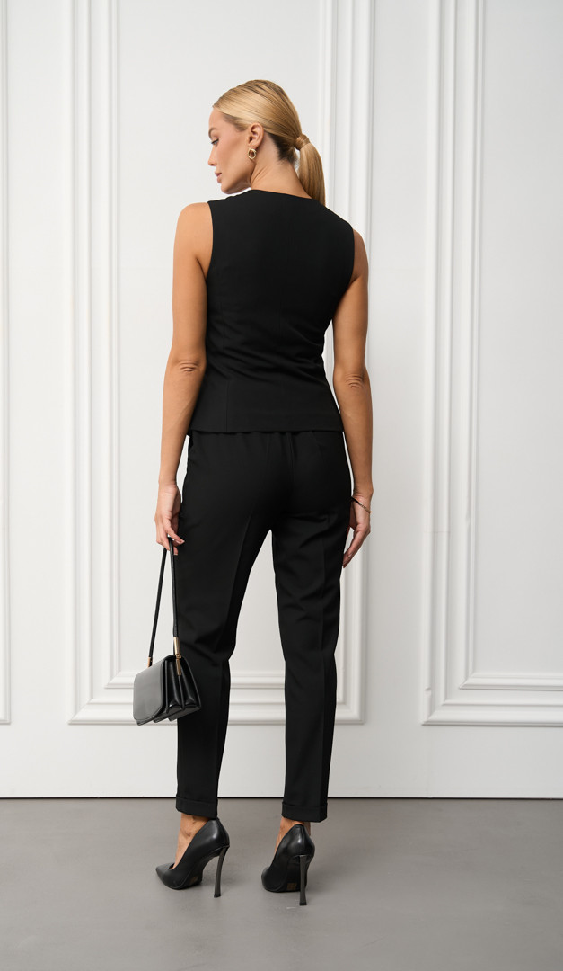 Фото bruki-zenskie-zauzennye-s-manzetami-cernye-04 товара Брюки женские зауженные с манжетами черные0