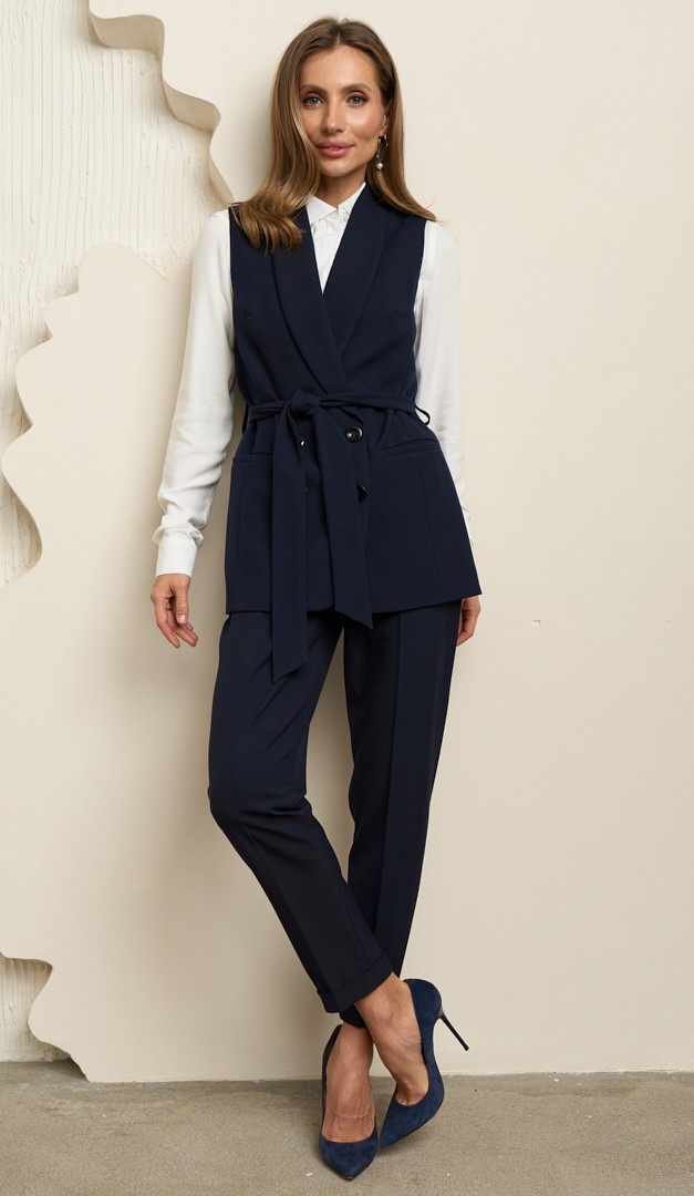 Фото bruki-zenskie-zauzennye-s-manzetami-sinie-05 товара Брюки женские зауженные с манжетами синие0