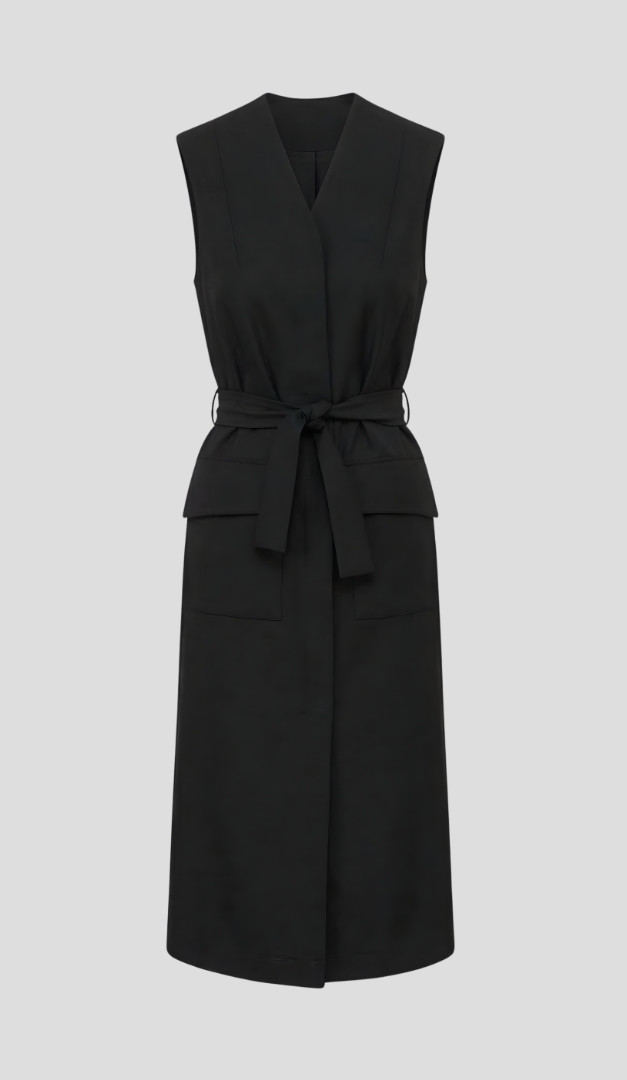 Фото carafan-zenskij-s-nakladnymi-karmanami-cernyj-01 товара Cарафан женский с накладными карманами черный