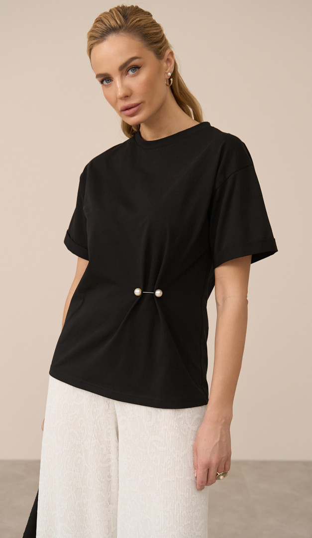 Фото futbolka-zenskaa-bazovaa-iz-hlopka-cernaa-03 товара Футболка женская базовая из хлопка черная0