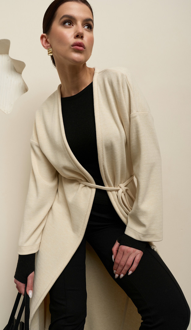 Фото kardigan-zenskij-trikotaznyj-molocnyj-05 товару Кардиган жіночий трикотажний молочний0