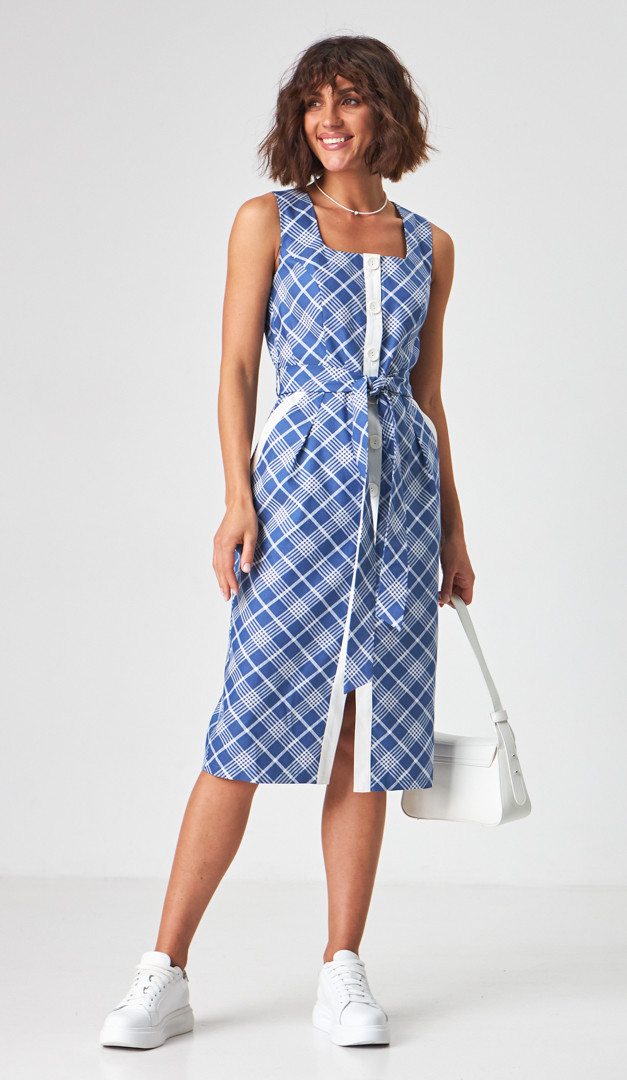 Фото letnij-sarafan-dzinsovyj-v-kletku-s-karmanami-02 товара Летний сарафан джинсовый в клетку с карманами0