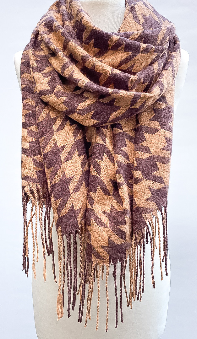 Фото palantin-zakkard-karamelno-sokoladnyj-01 товару Палантин жаккард карамельно-шоколадний