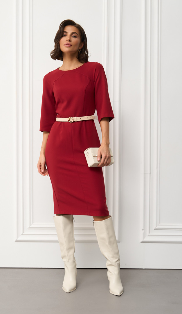 Фото plate-futlar-bazovoe-bordo-5 товару Сукня-футляр базова бордо0