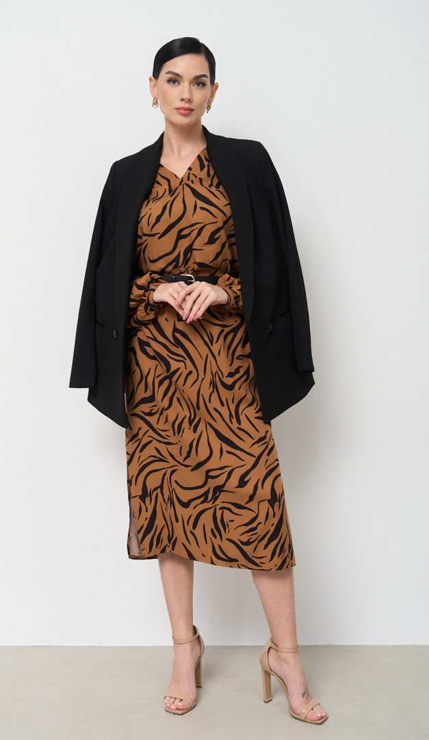 Фото plate-krep-bezevo-cernoe-2 товара Платье креп бежево-черное0