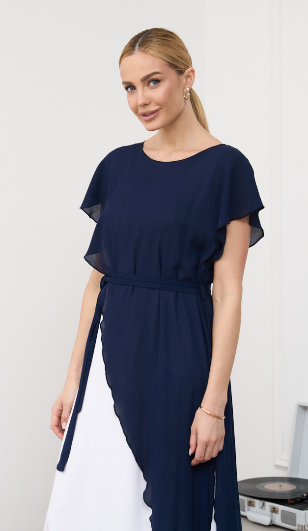 Фото plate-letnee-kombinirovannoe-sine-beloe-02 товару Сукня літня комбінована синьо-біла0