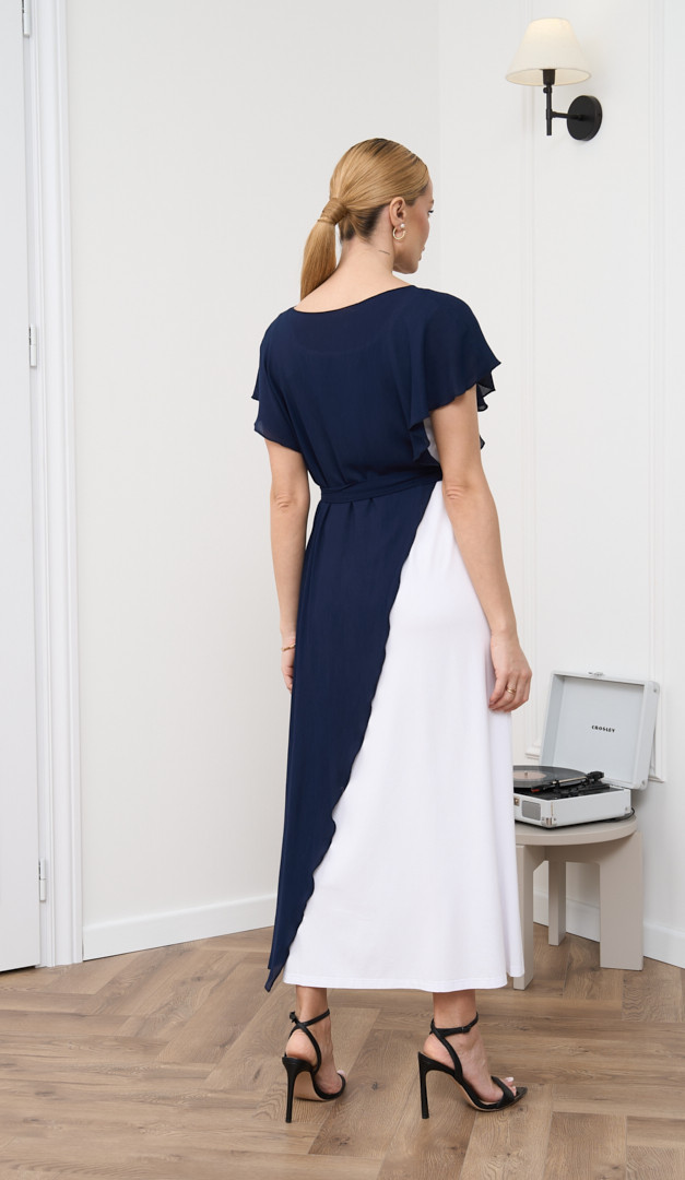 Фото plate-letnee-kombinirovannoe-sine-beloe-05 товару Сукня літня комбінована синьо-біла0