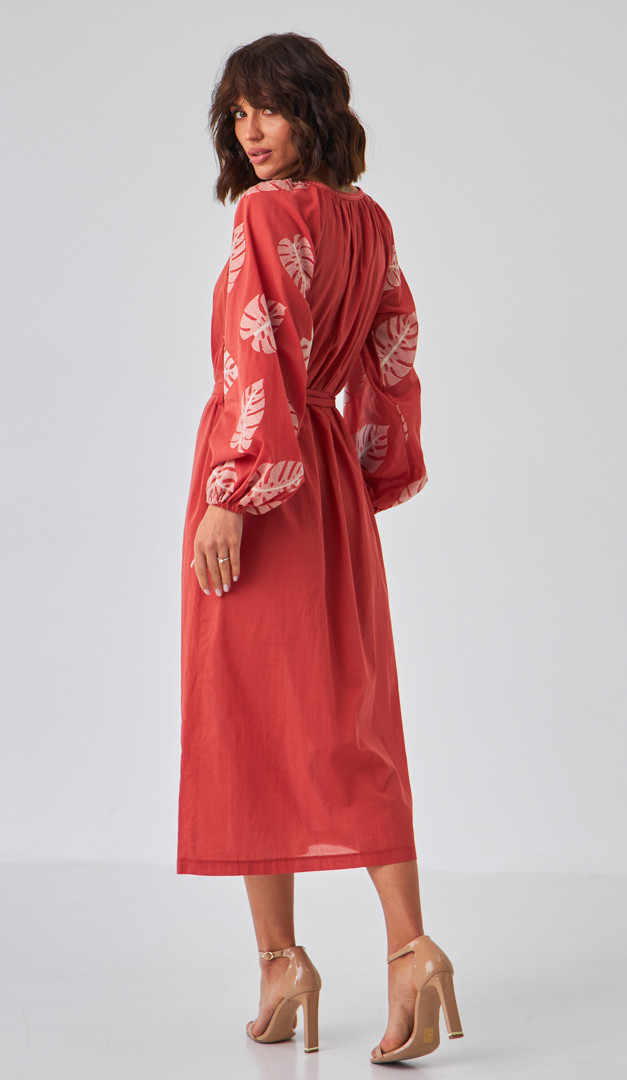 Фото plate-letnee-terrakotovoe-s-ornamentom-03 товару Сукня літня теракотова з орнаментом0