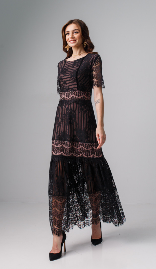 Фото plate-maksi-iz-kruzeva-cernoe-02 товара Платье макси из кружева черное0