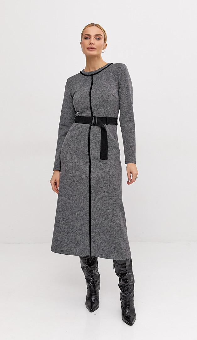 Фото plate-midi-seryj-melanz-01 товару Сукня міді сірий меланж